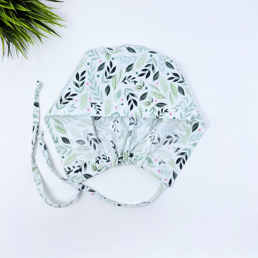 Floral Skull tie-back style surgical scrub cap by Paradise Caps.