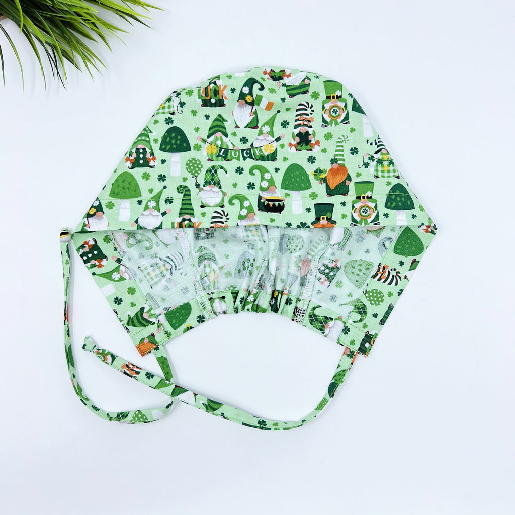 Luck gnomes Skull tie-back style surgical scrub cap for men by Paradise Caps.