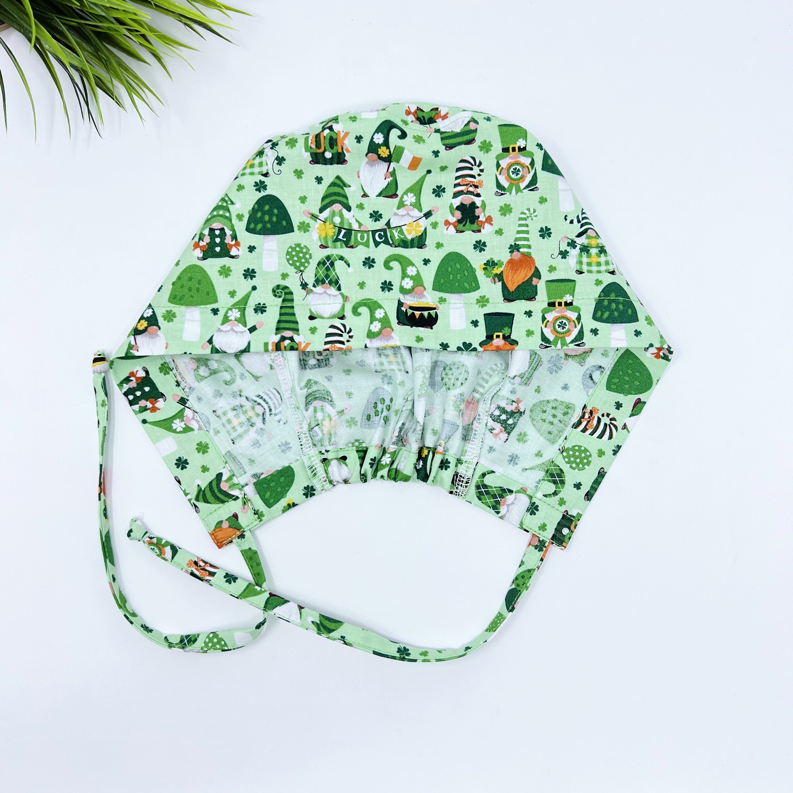Luck gnomes Skull tie-back style surgical scrub cap for men by Paradise Caps.