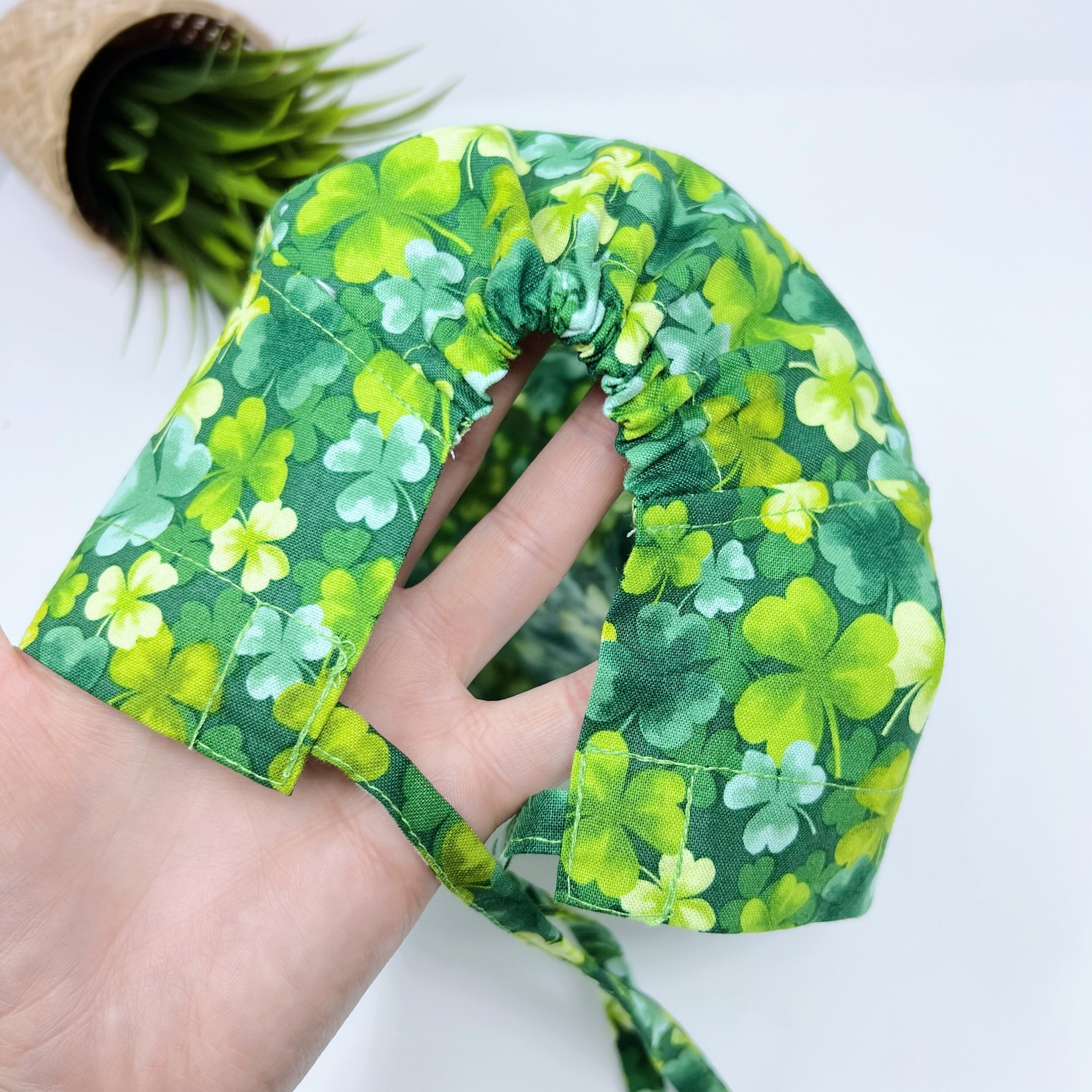 St. Patricks Day regular scrub cap. Packed Shamrocks scrub cap for men.
