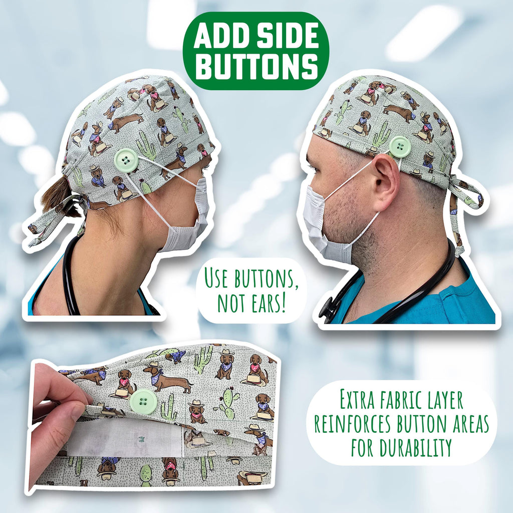 Halloween Skull tie-back style surgical scrub cap for men by Paradise Caps.
