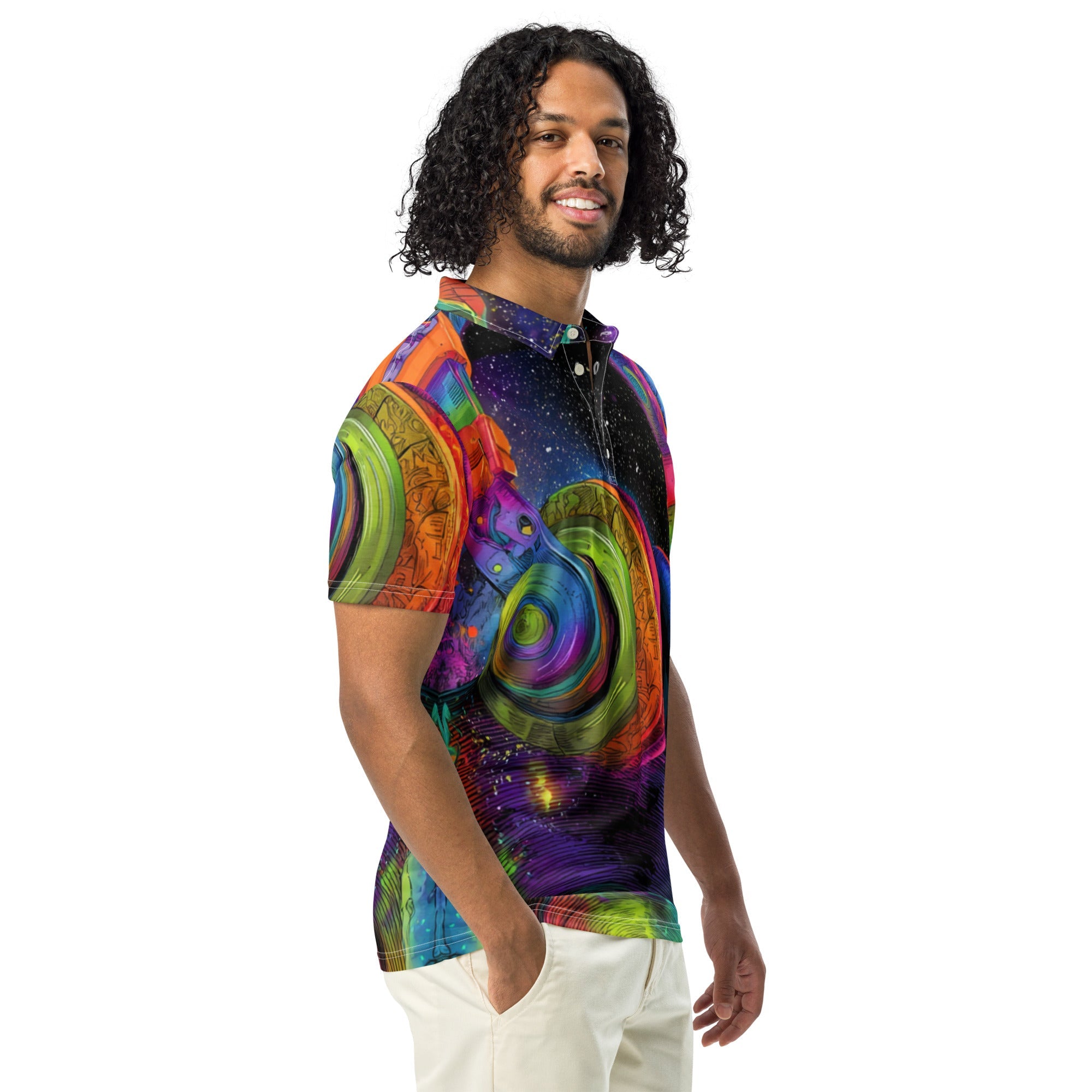 Galaxy Machine Slim Fit Polo For EDM Rave Festival Outfit Clothing