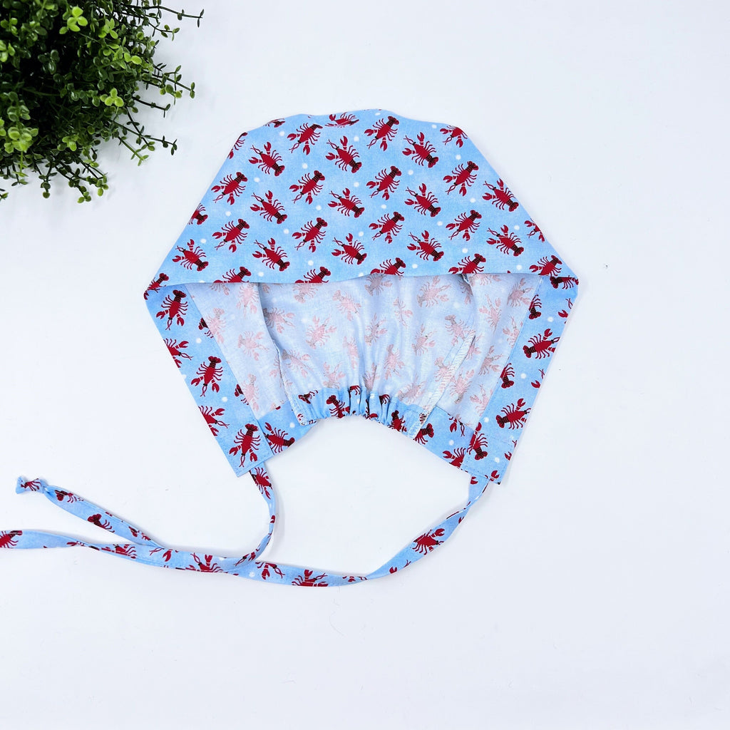 Lobster Skull tie-back style surgical scrub cap for men by Paradise Caps.