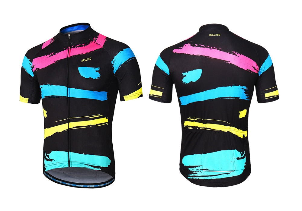 Men Short Sleeves Cycling Jersey Quick Dry MTB Jersey Mountain Bicycle
