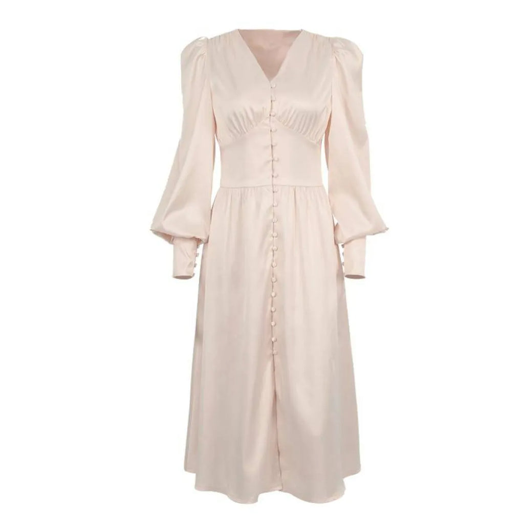 Satin Puff Sleeve Dress