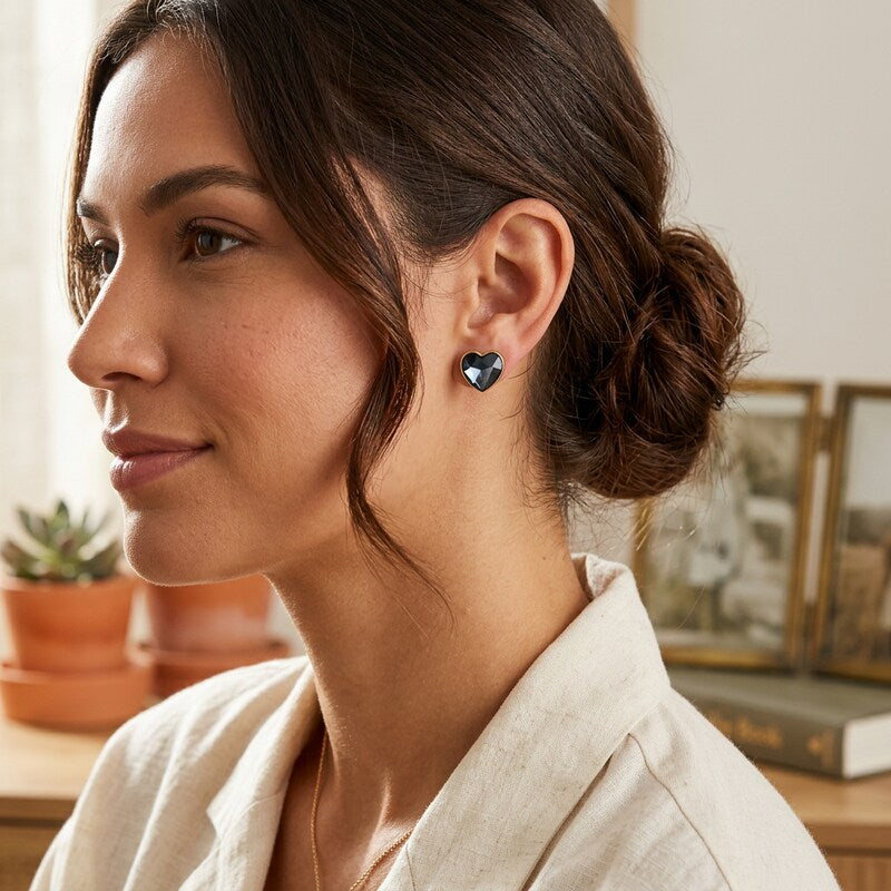 Inc Gold-Tone Faceted Heart Stud Earrings