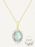 RHmacy Genuine Opal and White Topaz Pendant in 18 k Gold-Plated