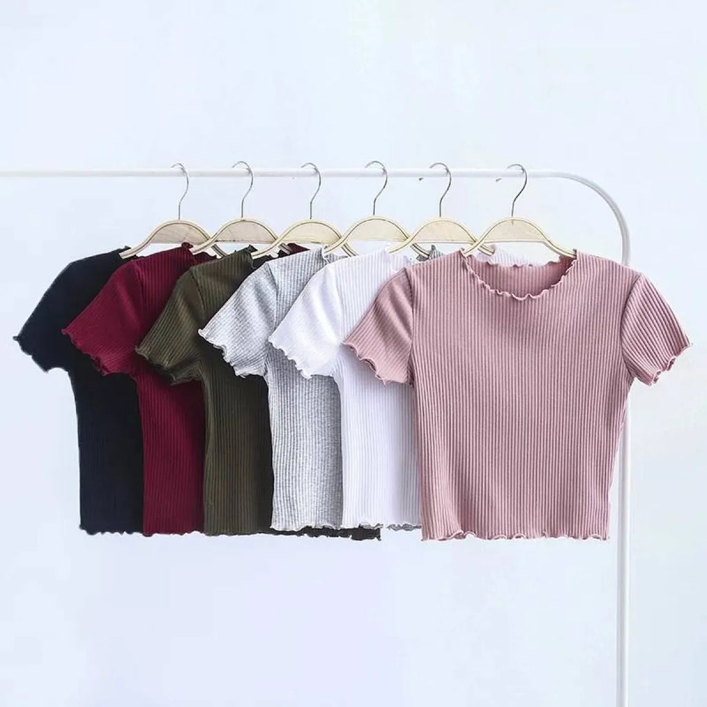 Ruffle Trim Crop Top