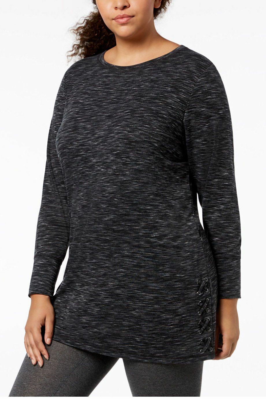 Ideology Plus Size Space-Dyed Crisscross-Side Tunic