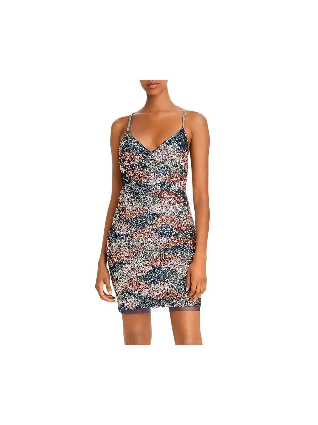 Aidan by Aidan Mattox Womens Scalloped Sequin Cocktail Dress