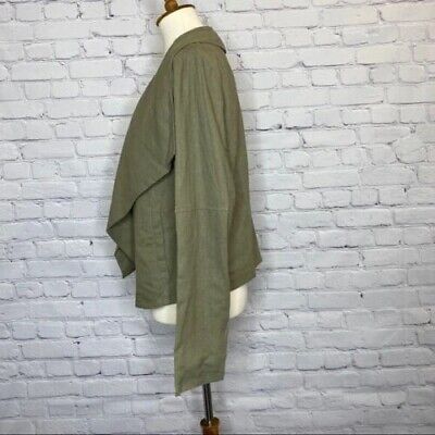Bagatelle Womens Plus Wide Lapel Drape Front Linen Jacket Blazer