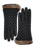 Warm Cashmere Lining Rabbit Fur Leather Gloves