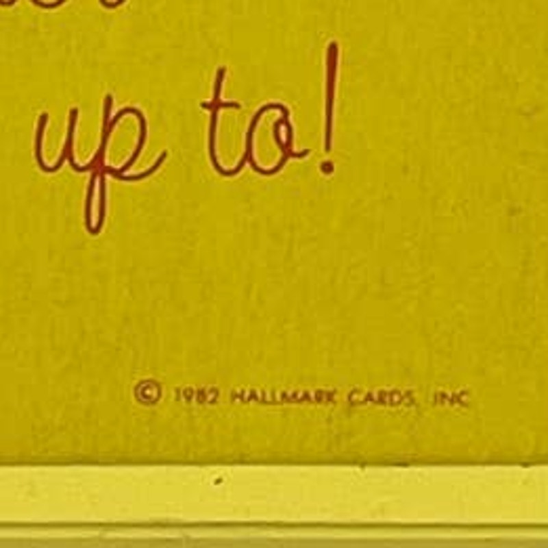 Vintage 1982 Hallmark Keep Smiling It Makes People Wonder Yellow Wood Plaque
