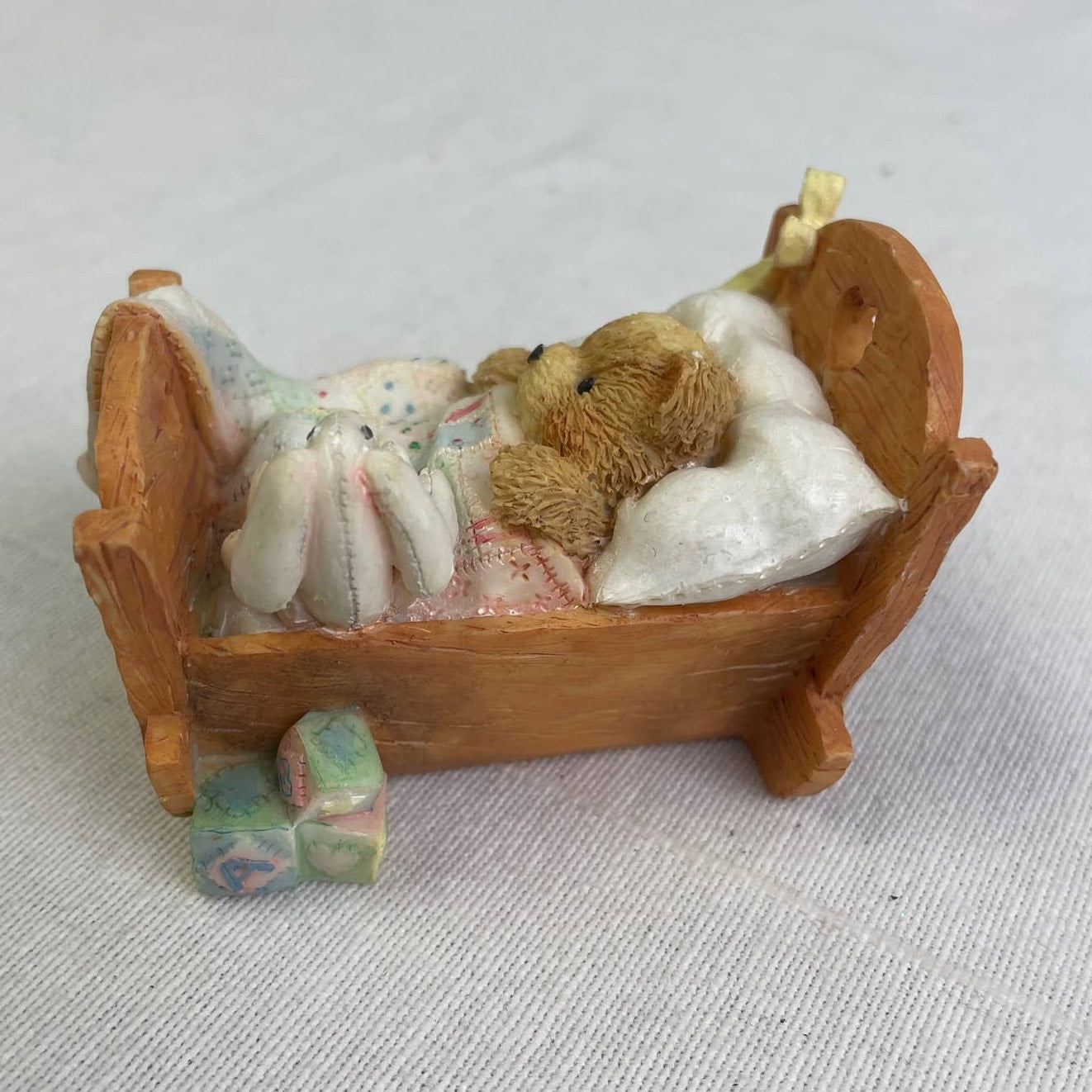 Vintage 1992 Cherished Teddies 911356 Baby Cradled With Love Bear Figurine