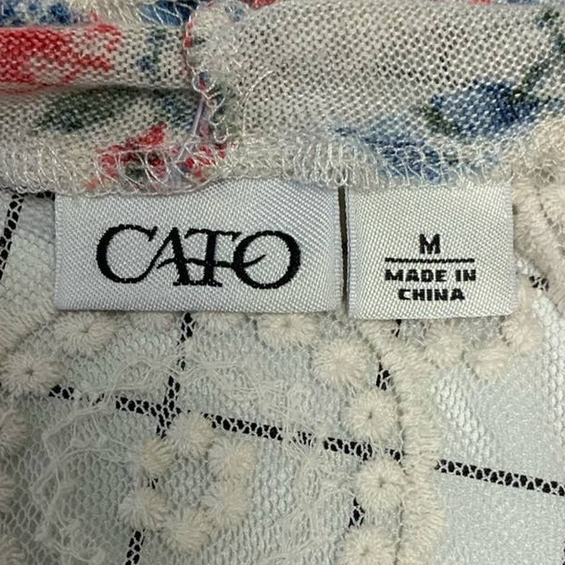 Cato Medium Paisley Sleeveless Long Flowy Floral Coverup Cardigan Lace Inset