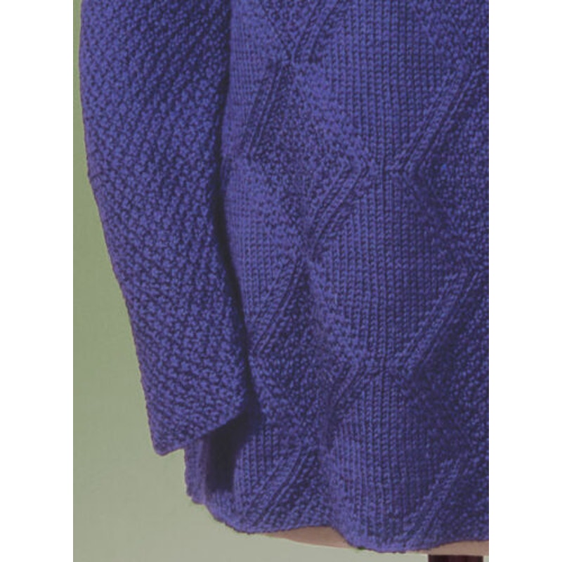 New Sue McCain Vermont Fiber 128 Moss Diamond V-Neck Pullover Knitting Pattern