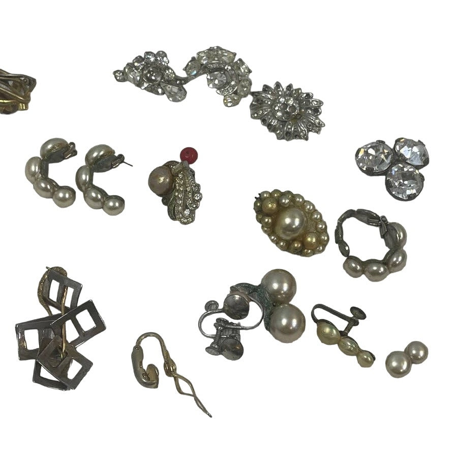 20+ Pc Broken Vintage Earrings Brooches Chains Jewelry Findings Craft Supply Lot