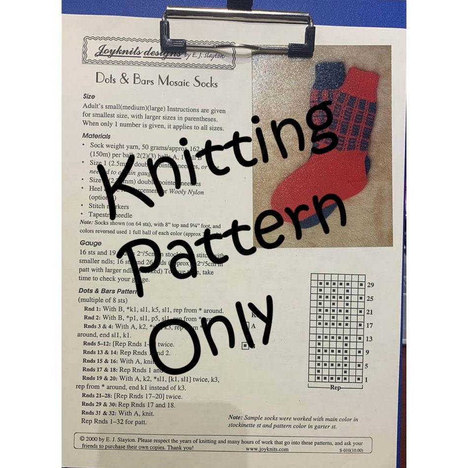 New Joyknits Designs by EJ Slayton Dots & Bars Mosaic Socks Knitting Pattern