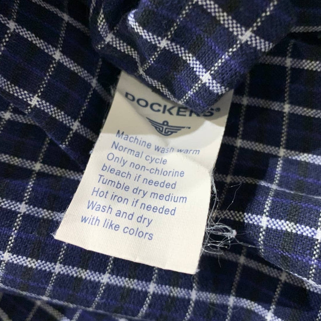 Dockers Mens XXL Plaid Grid 100% Cotton Long Sleeve Button Down Casual Shirt