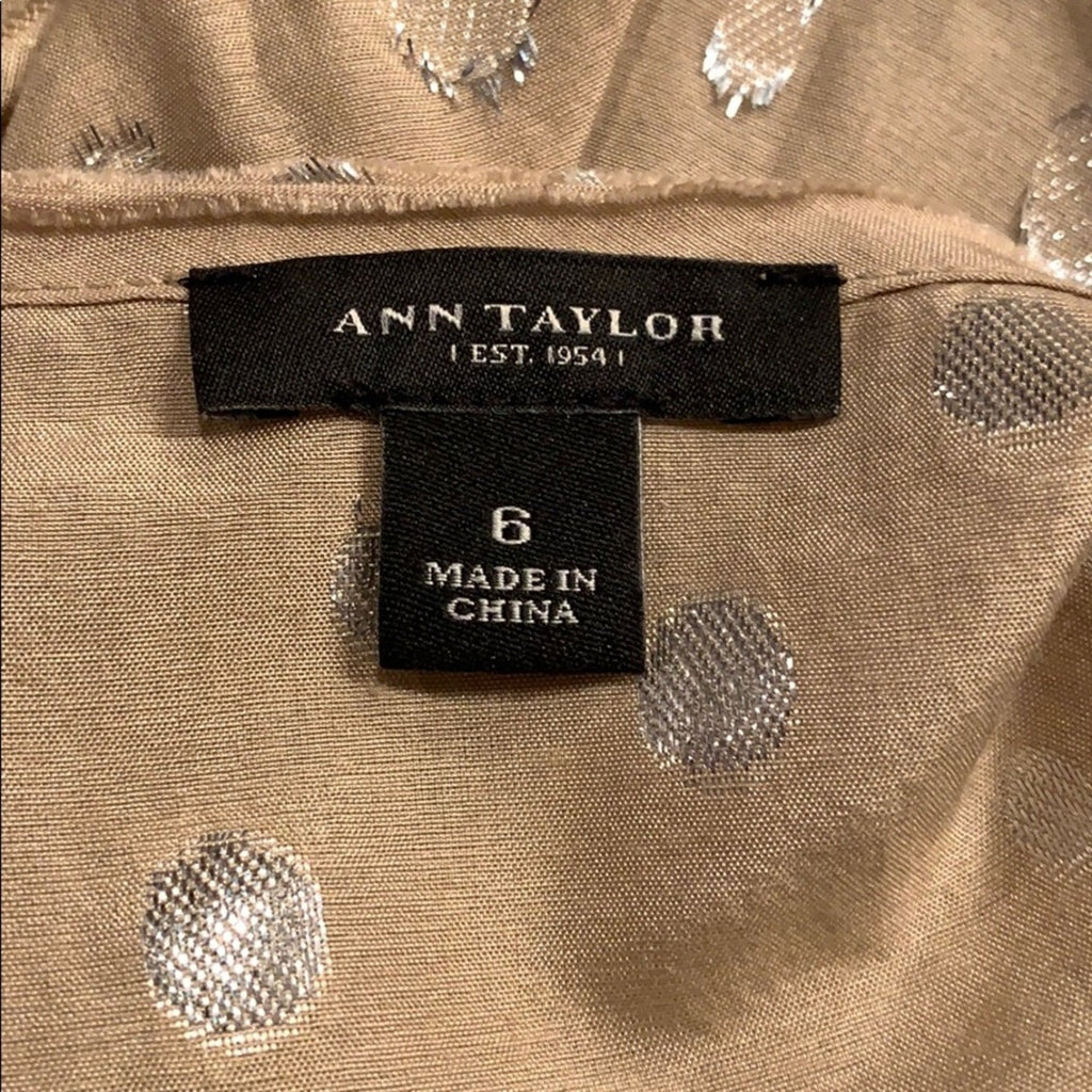 Ann Taylor Womens Size 6 Silk Blend Metallic Polka Dot Sleeveless Tank Top