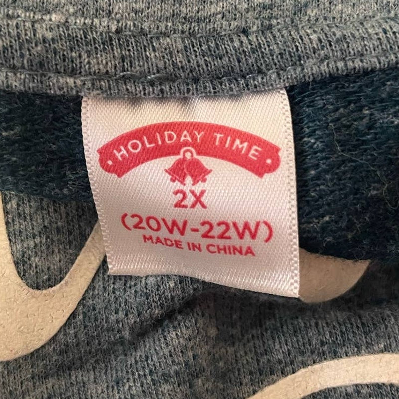 Thankful Grateful Blessed Womens 2X Holiday Time Long Sleeve Crew Neck Sweater