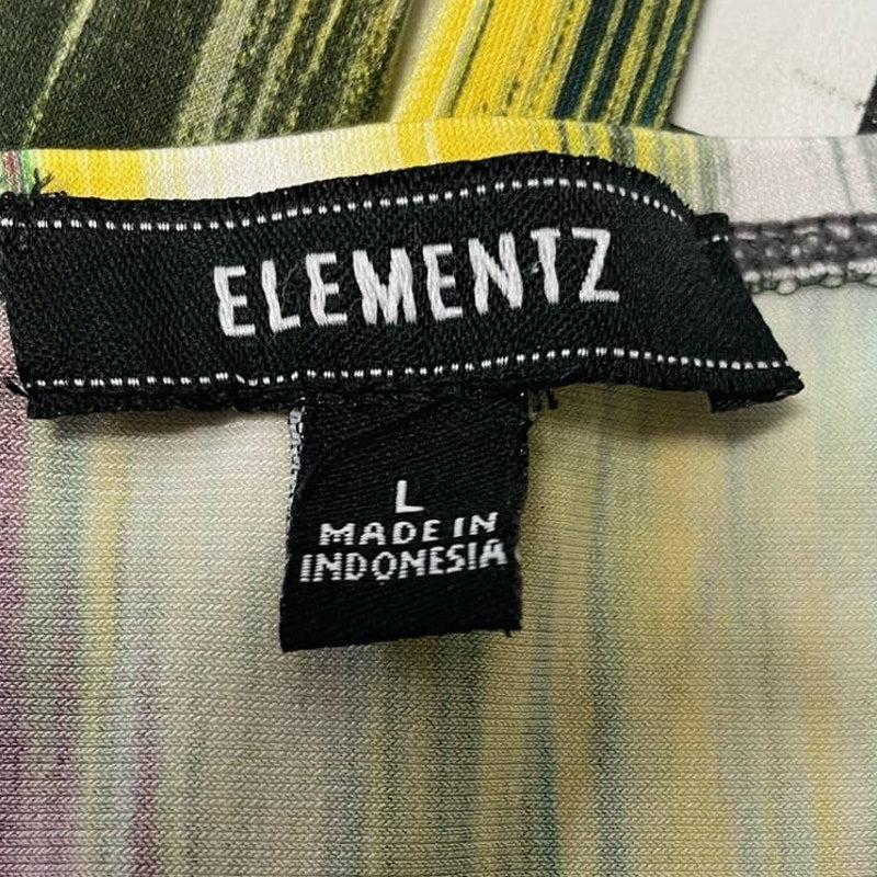 Elementz Large Long Watercolor Stripe Sleeveless Deep VNeck Polyester Maxi Dress