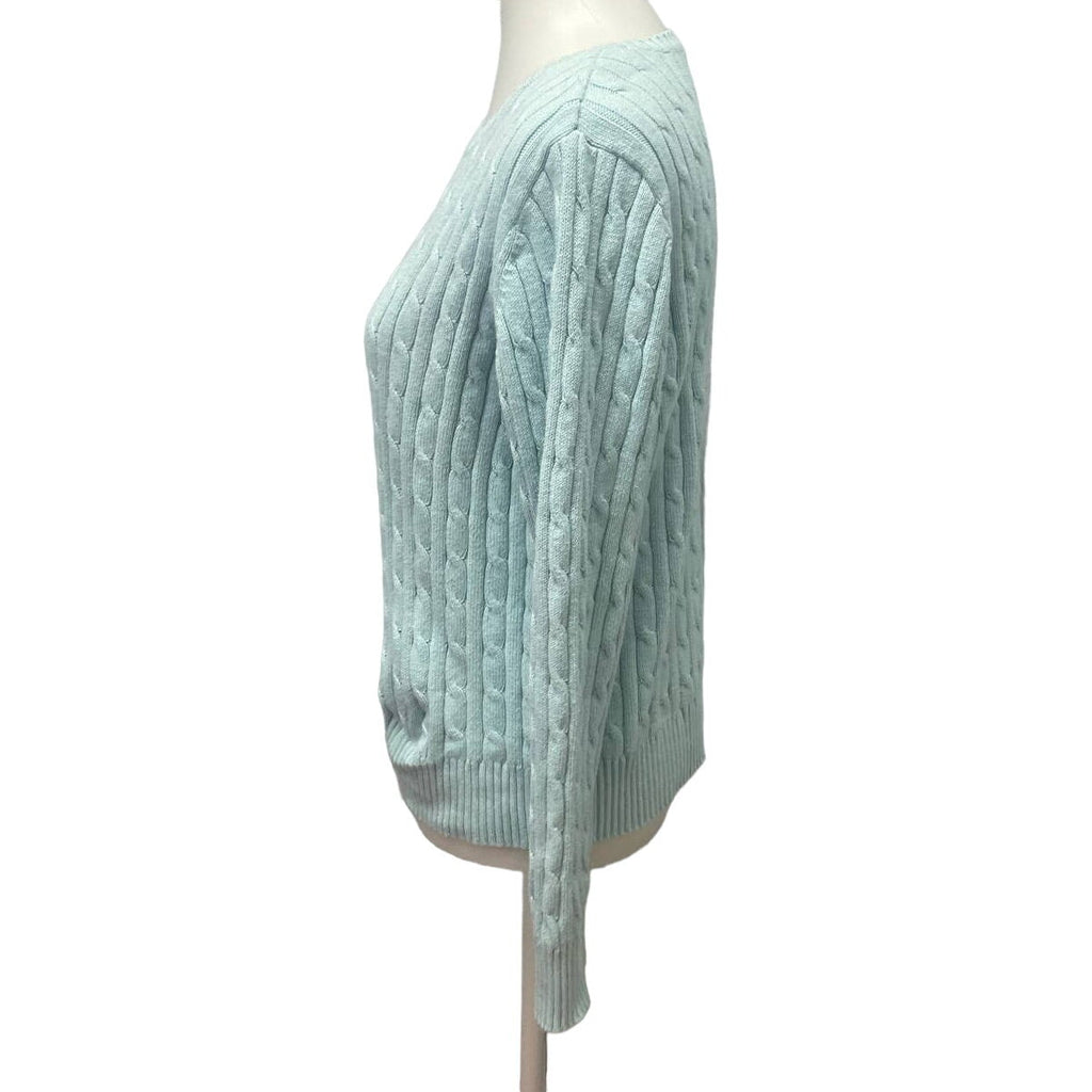 St John's Bay Womens Large Cotton Blend Cable Knit Pullover Crew Neck Sweater