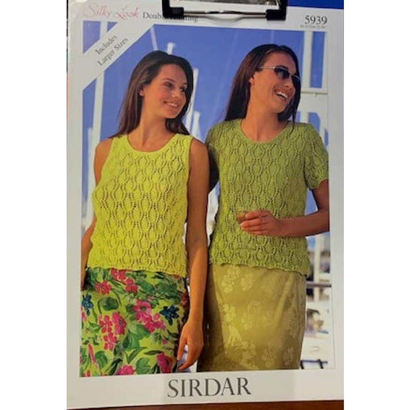 New Sirdar 5939 Silky Look Larger Sizes Lacy Sweater Double Knitting Pattern