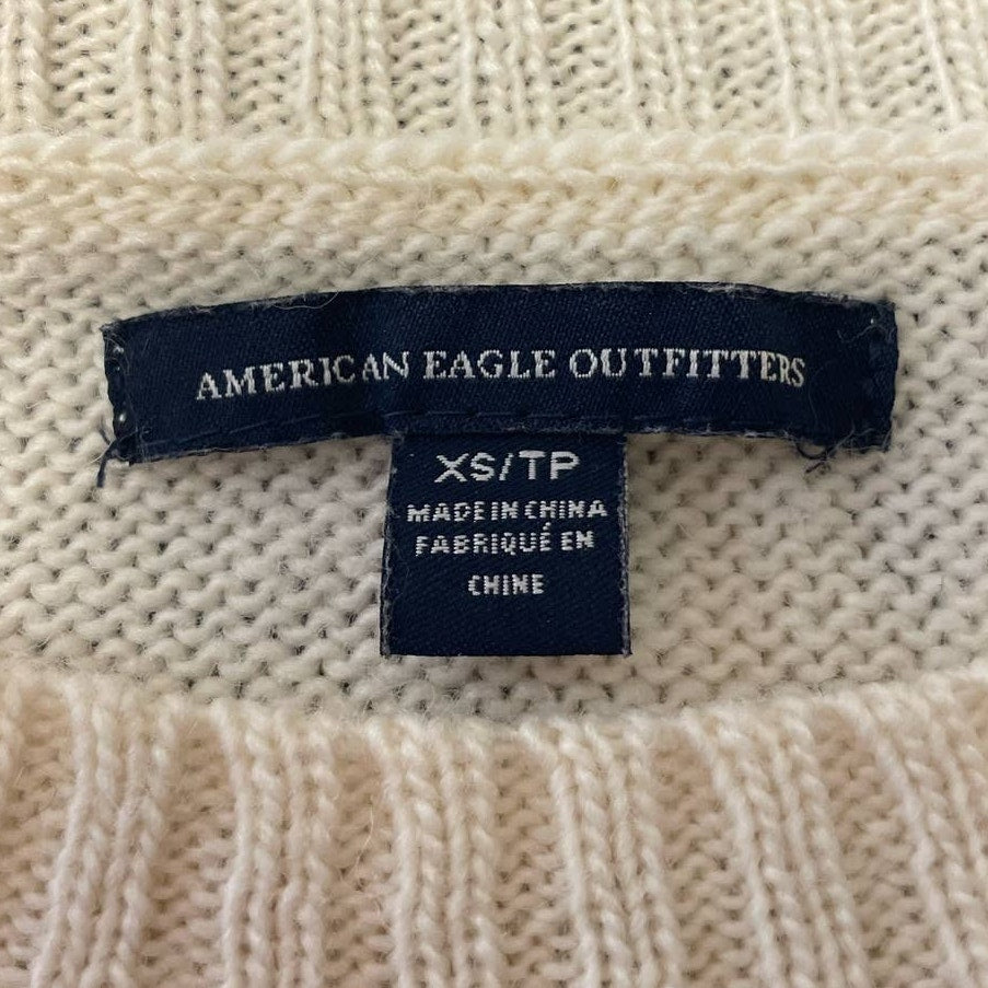 AEO Womens XS Aztec Wool Acrylic Blend Long Sleeve Crew Neck Pullover Sweater
