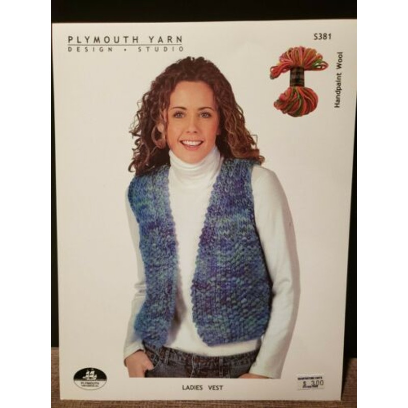New Plymouth Yarn S381 Handpaint Wool Ladies Vest Sweater Knitting Pattern