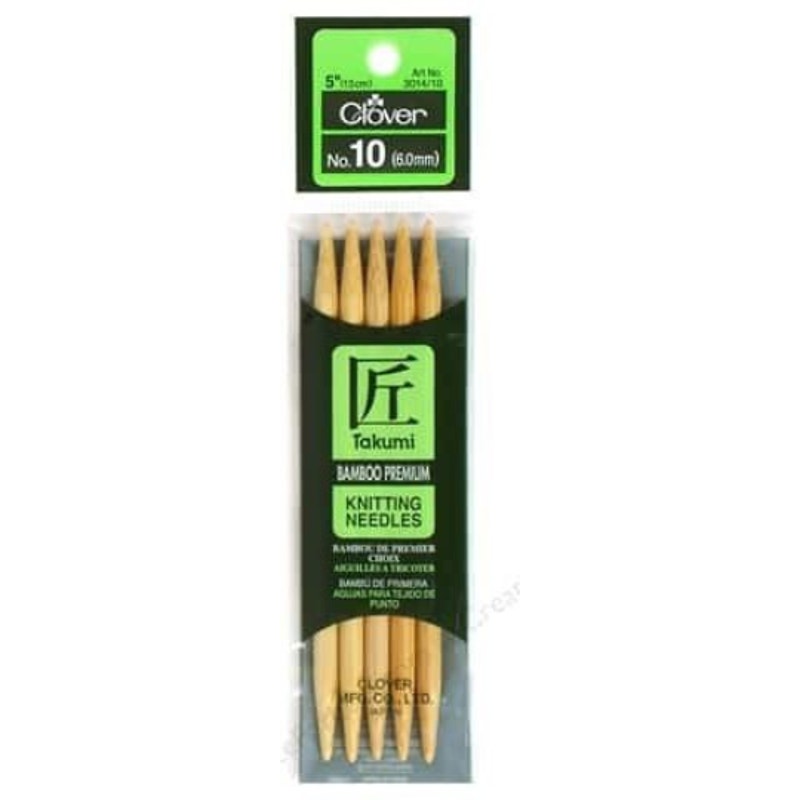 New Clover Bamboo Knitting Needle Double Point 5 in. Size 10 (6.0mm) 5 pc.