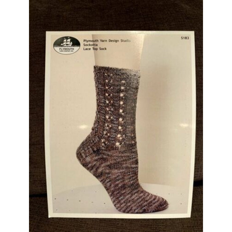 New Plymouth Yarn Design Studio S183 Sockotta Lace Top Sock Knitting Pattern
