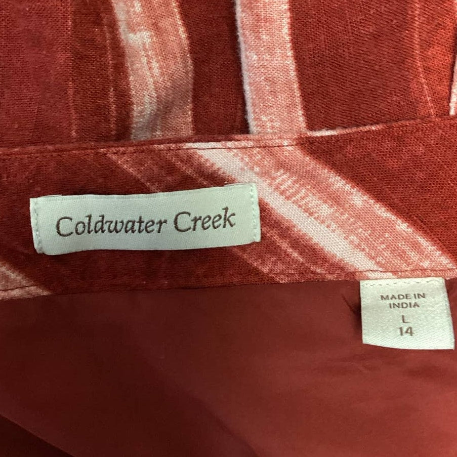 Coldwater Creek Womens Size 14 Striped Linen Blend Side Zipper Fully Lined Skirt