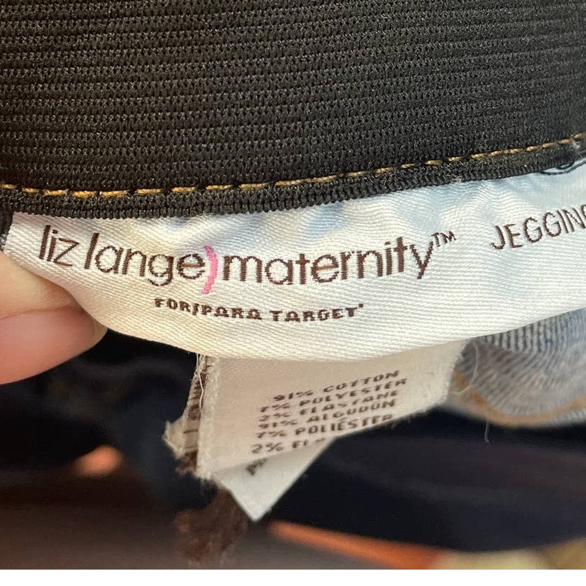 Liz Lange Maternity Size XL Side & Back Elastic Stretch Cotton Denim Blue Jeans