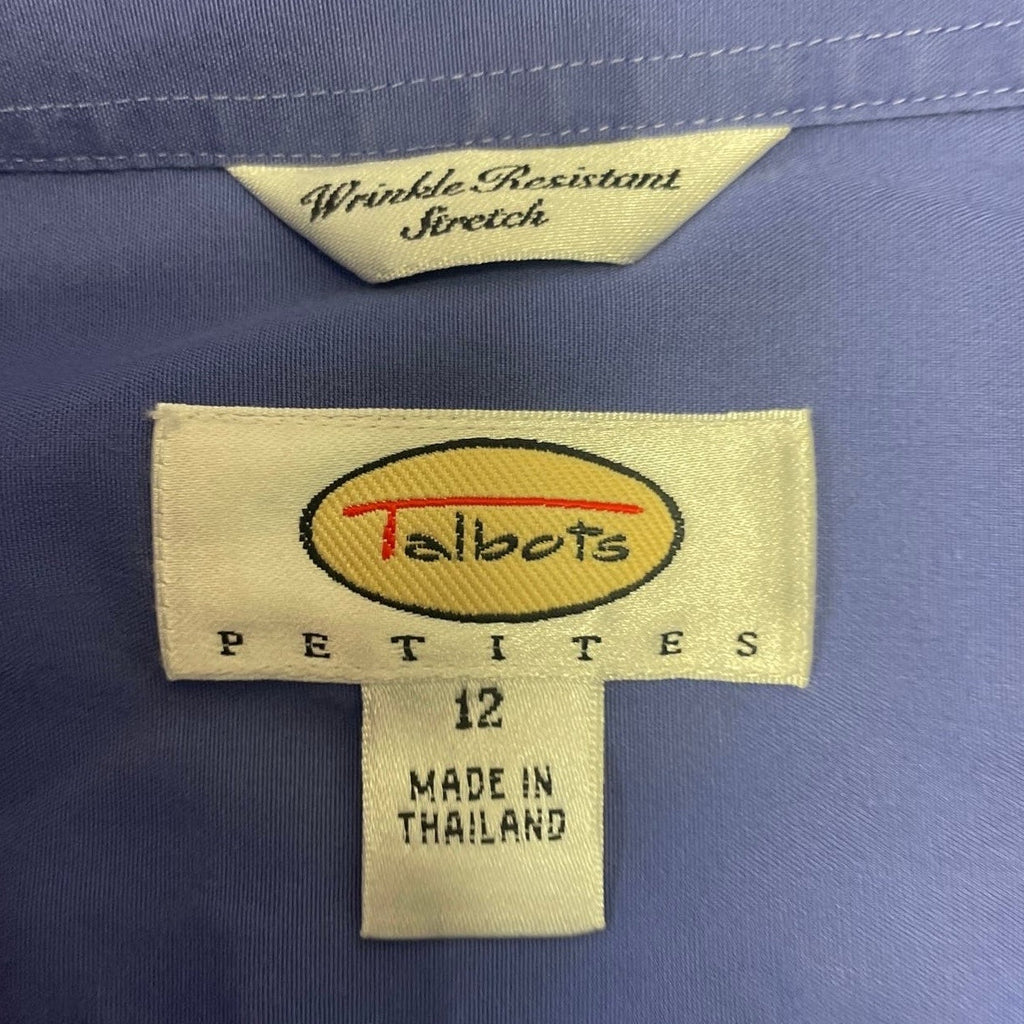 Talbot's Women Size 12 Long Sleeve Cotton Blend Button Down Career Shirt Blouse