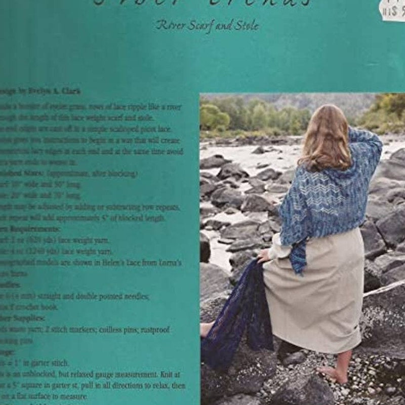 New Fiber Trends S-2006 River Scarf and Stole Shawl Lacy Knitting Pattern
