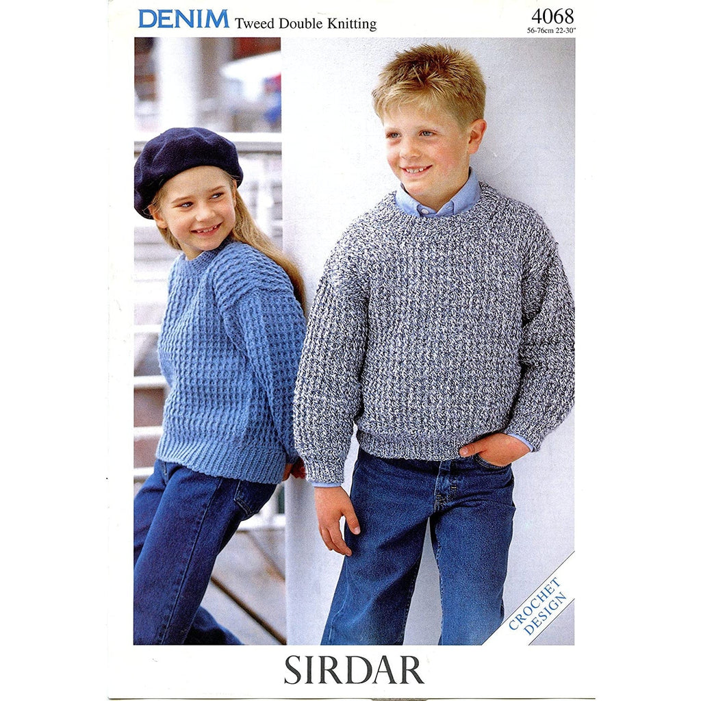 New Sirdar 4068 Denim Tweed DK Children's Sweater Crochet Pattern