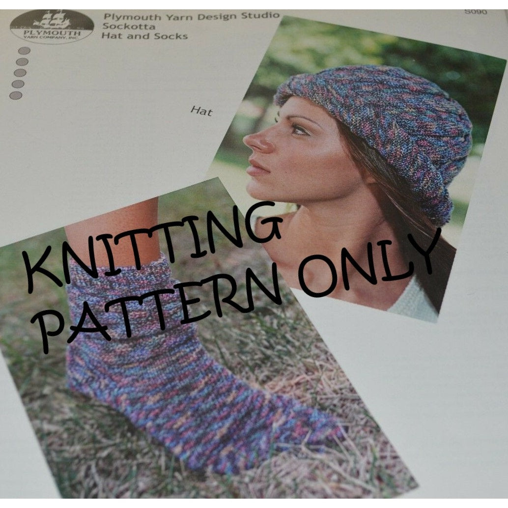 NWT Plymouth Yarn Design S090 Hat and Socks Sockotta Knitting Pattern