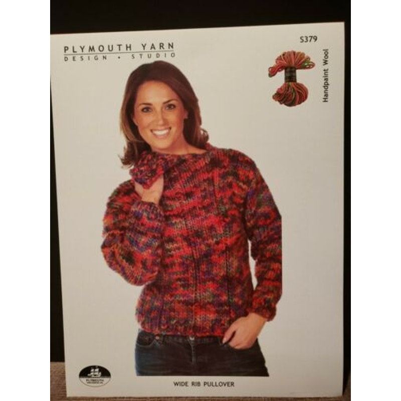 New Plymouth Yarn S379 Handpaint Wool Wide Rib Pullover Sweater Knitting Pattern