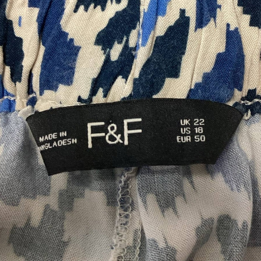 F&F Womens Size 18 Drawstring Elastic Waist Geometric Flowy Tapered Leg Pants