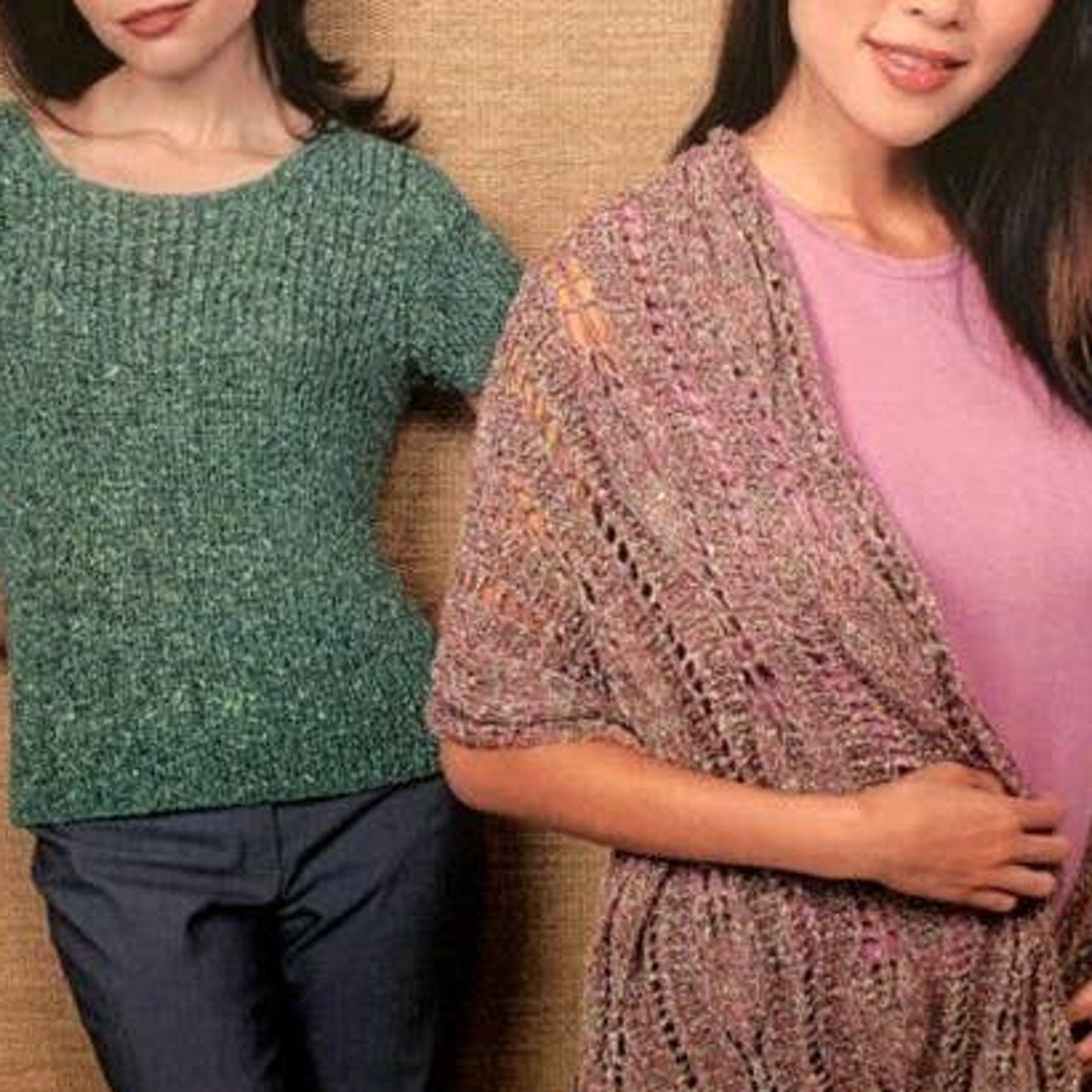 New Artful Yarns Cinema 92063 Leaf Stole Ribbed Tee Sweater Knitting Pattern