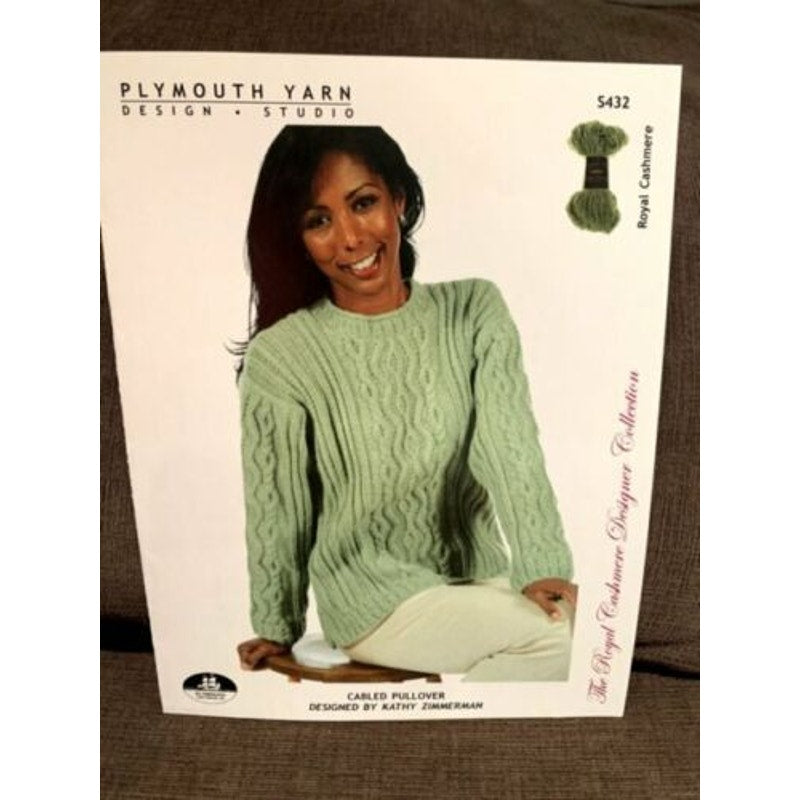 New Plymouth Yarn Kathy Zimmerman S432 Royal Cashmere Cabled Pullover Pattern