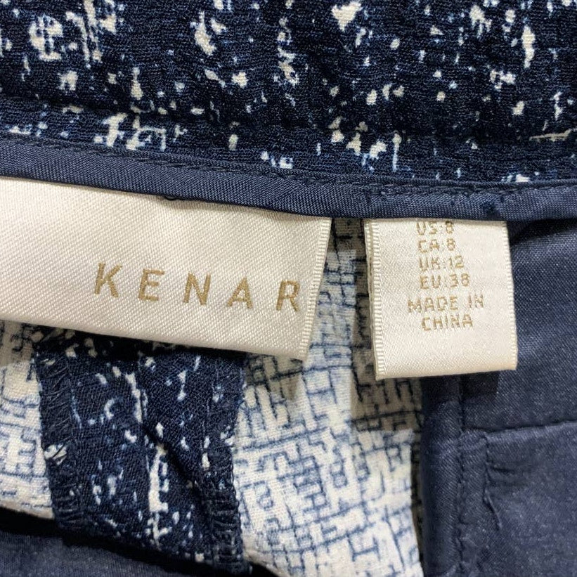 Kenar Size 8 Navy Blue White Polyester Blend Short Shorts w Side & Back Pockets